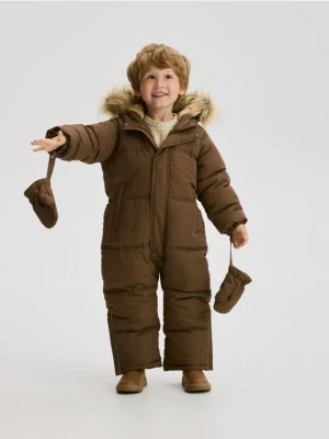 Reserved - Ocieplany kombinezon z rękawiczkami - ciemnobrązowy
