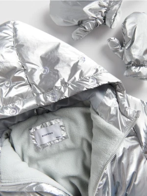 Reserved - Ocieplany kombinezon z rękawiczkami - srebrny