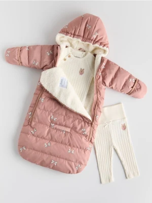 Reserved - Ocieplany śpiworek w kokardki - brązowy