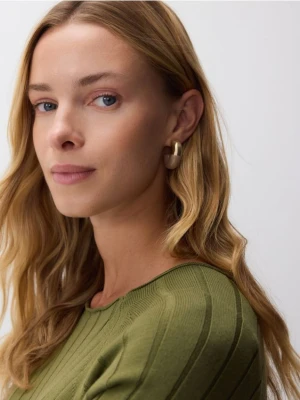 Reserved - Okrągłe kolczyki - beżowy