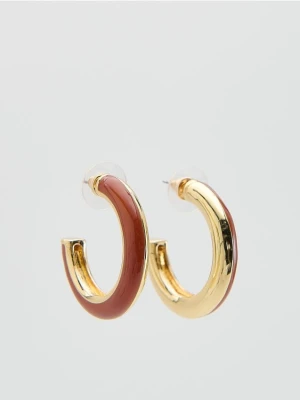 Reserved - Okrągłe kolczyki - brązowy