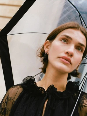 Reserved - Okrągłe kolczyki - czarny