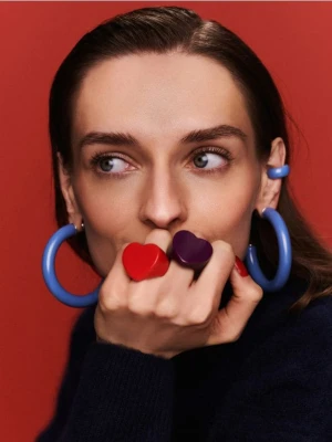 Reserved - Okrągłe kolczyki - jasnoniebieski