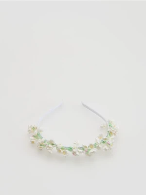 Reserved - Opaska do włosów z kwiatami - biały