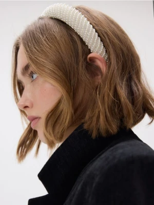 Reserved - Opaska do włosów - złamana biel