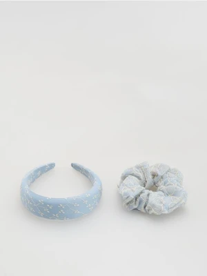Reserved - Opaska i gumka do włosów - jasnoturkusowy