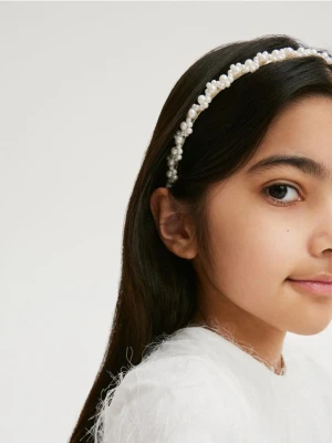 Reserved - Opaska i spinki ze sztucznymi perłami - biały