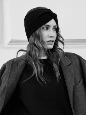 Reserved - Opaska na głowę z wełną - czarny