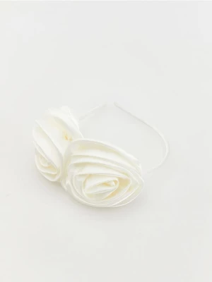 Reserved - Opaska z kwiatami na włosy - biały