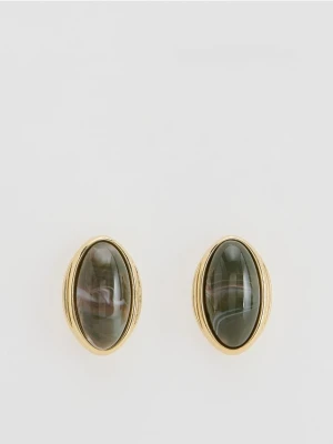 Reserved - Owalne kolczyki - ciemnozielony
