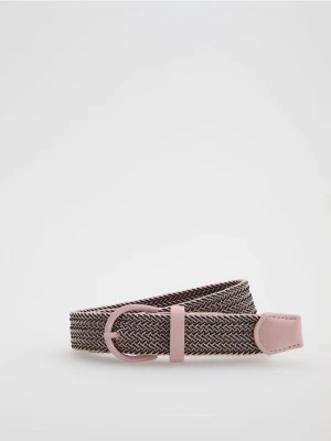 Reserved - Parciany pasek z metalową klamrą - brudny róż