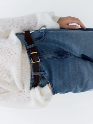 Reserved - Pasek z łączonych materiałów - brązowy