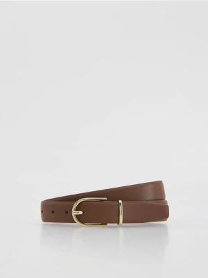 Reserved - Pasek z łączonych materiałów - brązowy