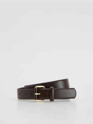 Reserved - Pasek z łączonych materiałów - ciemnobrązowy