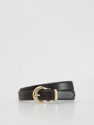 Reserved - Pasek z łączonych materiałów - ciemnobrązowy