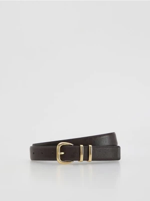 Reserved - Pasek z łączonych materiałów - ciemnobrązowy