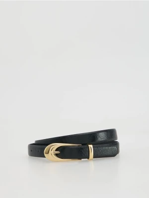 Reserved - Pasek z łączonych materiałów - czarny