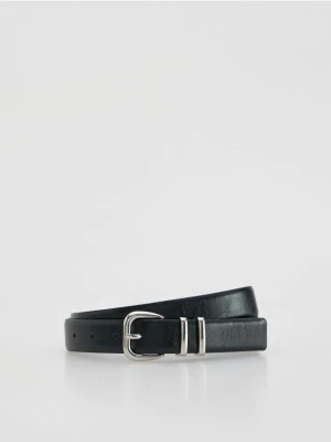 Reserved - Pasek z łączonych materiałów - czarny