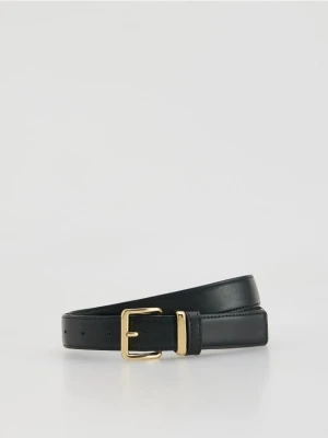 Reserved - Pasek z łączonych materiałów - czarny