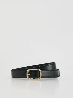 Reserved - Pasek z łączonych materiałów - czarny