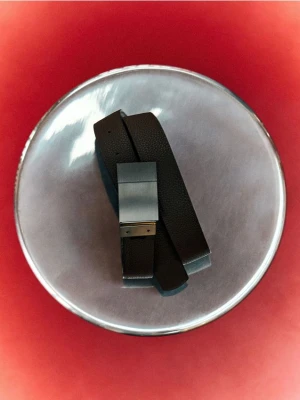 Reserved - Pasek z łączonych materiałów - czarny