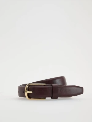 Reserved - Pasek z łączonych materiałów - mahoniowy