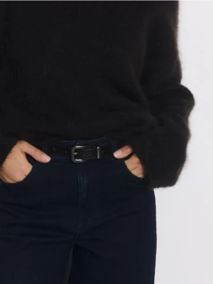 Reserved - Pasek z ozdobną klamrą - ciemnobrązowy