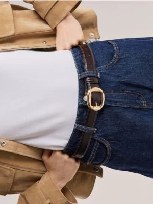 Reserved - Pasek z ozdobną klamrą - ciemnobrązowy