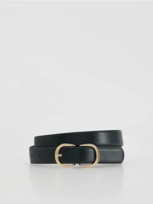 Reserved - Pasek z ozdobną klamrą - czarny
