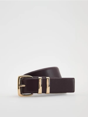 Reserved - Pasek z ozdobną klamrą - mahoniowy