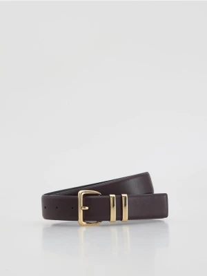 Reserved - Pasek z ozdobną klamrą - mahoniowy