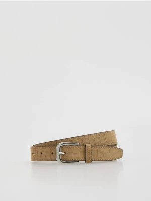 Reserved - Pasek z tłoczonym wzorem - beżowy