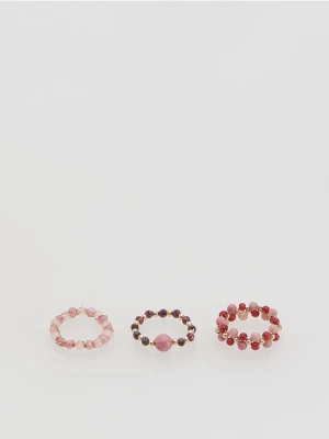 Reserved - Pierścionki z naturalnymi kamieniami 3 pack - wielobarwny