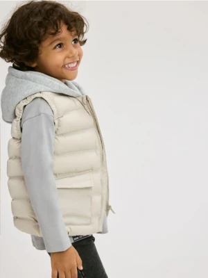 Reserved - Pikowana kamizelka z kapturem - beżowy