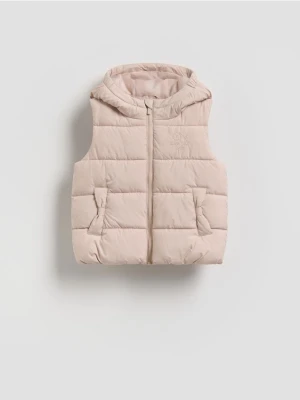 Reserved - Pikowana kamizelka z kapturem - beżowy