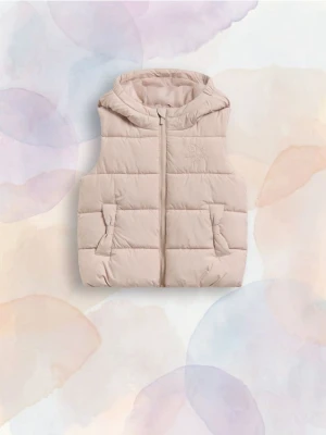 Reserved - Pikowana kamizelka z kapturem - beżowy