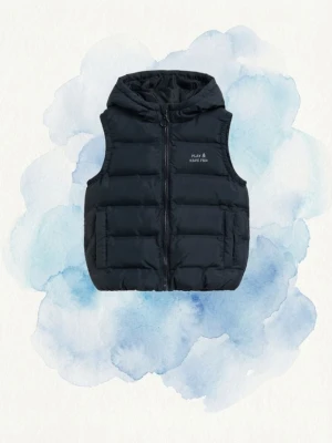 Reserved - Pikowana kamizelka z kapturem - ciemnoszary