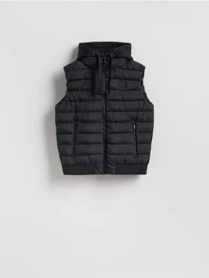 Reserved - Pikowana kamizelka z kapturem - czarny