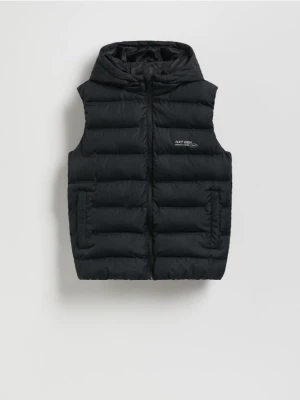 Reserved - Pikowana kamizelka z kapturem - czarny
