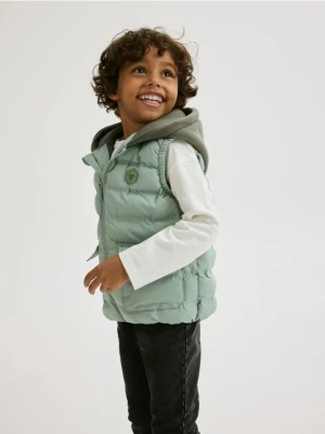 Reserved - Pikowana kamizelka z kapturem - jasnozielony