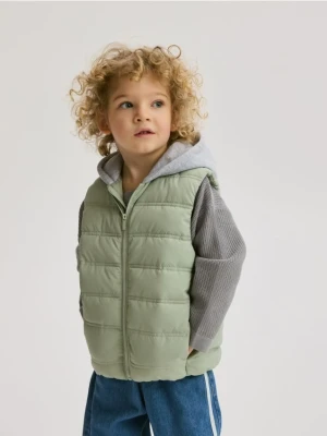 Reserved - Pikowana kamizelka z kapturem - jasnozielony