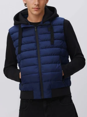 Reserved - Pikowana kamizelka z kapturem - niebieski