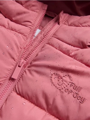 Reserved - Pikowana kamizelka z kapturem - różowy