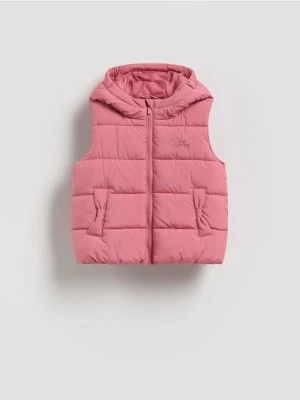Reserved - Pikowana kamizelka z kapturem - różowy