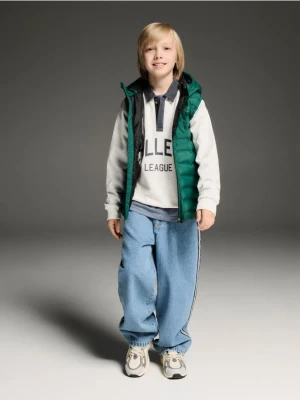 Reserved - Pikowana kamizelka z kapturem - zielony