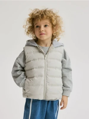 Reserved - Pikowana kamizelka z kapturem - złamana biel