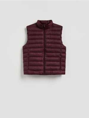 Reserved - Pikowana kamizelka z naturalnym puchem - bordowy