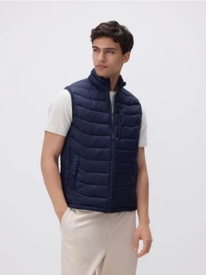 Reserved - Pikowana kamizelka ze stójką - granatowy