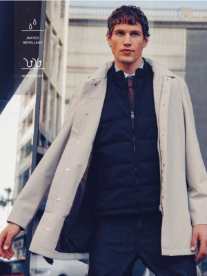 Reserved - Pikowana kamizelka ze stójką - granatowy