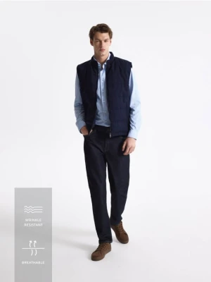 Reserved - Pikowana kamizelka ze stójką - granatowy